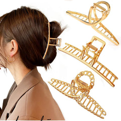 Mehayi 3 PCS Metal Large Claw Clips for Thick Heavy Hair, Strong Hold Big Non-Slip Hair Catch Barrette Jaw Clamp for Long Hair, Fashion Styling Accessories for Women Girls