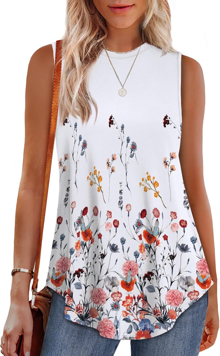 OFEEFAN High Neck Tank Tops for Women Loose Fit Sleeveless Top Summer Clothes Womens Tunic Tops to Wear with Leggings