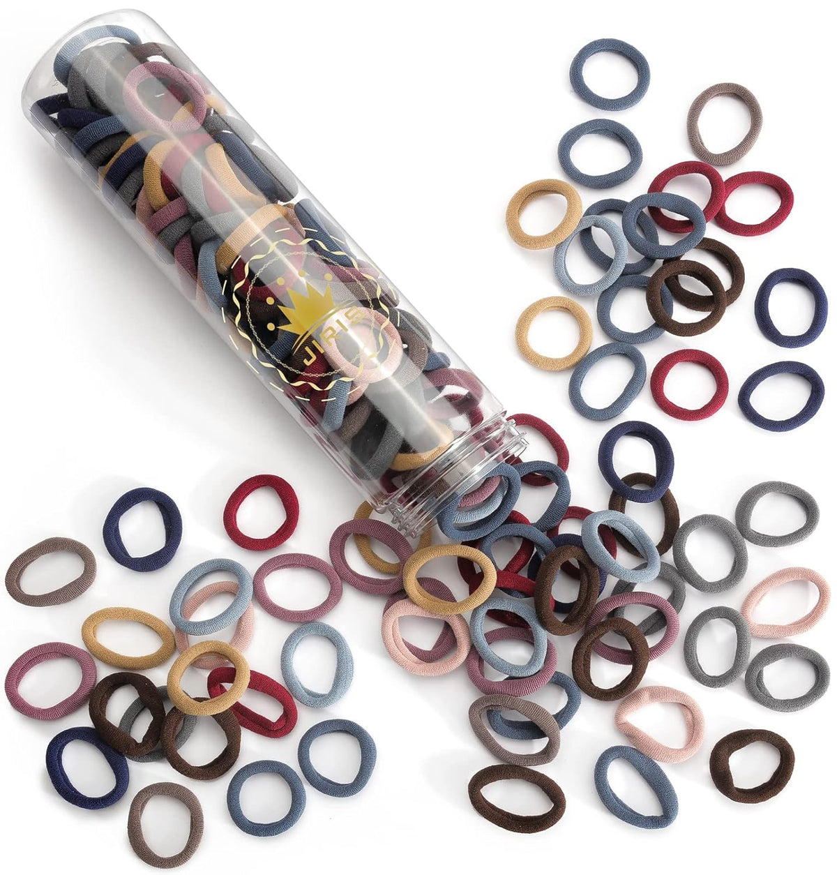 Brown Cotton Hair Ties - 100PCS Seamless Thick Elastic Ponytail Holders, No Crease, No Damage for Women, Kids, and Babies