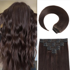 Clip in Hair Extensions Real Human Hair, 26 Inch 130g, 1B Natural Black, Invisible Seamless Straight Remy Human Hair Clip in Extensions for Women 8pcs Per Set with Double Weft