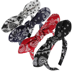 2 Pack Bow Headbands for Women, Knotted Floral Rabbit Ear Cute Hairband Hair Accessories for Girls