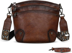 HESHE Crossbody Bags Leather Purses for Women Vintage Shoulder Handbags with Multi Pockets Cross Body Purses for Travel