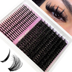 Lash Clusters Manga Eyelash Clusters Wispy Spiky Cluster Eyelash Natural Look Extensions Individual 144pcs 8-16mm Fairy Lashes Volume Anime Lash Clusters Cosplay Lashes DIY at Home