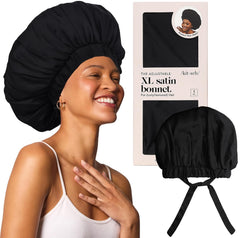 Kitsch XL Satin Bonnet for Sleeping - Softer Than Silk Hair Bonnet for Women - Secure Fit, Adjustable Night Cap for Curly & Textured Hair - Prevents Breakage, Tangles & Thinning- Haze Blue