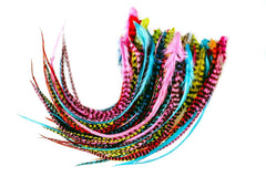 21 Natural Color Hair Extensions – 7”–12” Long – DIY Rooster Kit with 20 Micro-Link Beads – 100% Real Feathers – Eye-Catching Boho Style