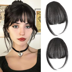 Clip in Bangs 100% Real Human Hair, Fake Bangs Hair Clip on Bang for Women, Dark Brown Wispy Bang Fringe with Temples Hairpieces Extensions for Daily Wear (Dark Brown, Wispy Bangs)