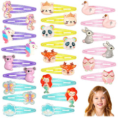 Hanaive 24 Pcs Rainbow Unicorn Clips Metal Clips Butterfly Snap Barrettes Cute Mermaid Hair Pins Sparkly Animal Hair Accessories for Toddlers Little Girls Birthday Party Gifts(Butterfly Pattern)