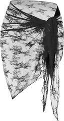 ZAFUL Metallic Shiny Short Sarong Coverups for Women Semi Sheer Bathing Suit Wrap Swimsuit Skirt Beach Bikini Cover Up