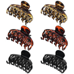 DEEKA 3 PCS 2.5 Inch Tortoise Shell Hair Claw Clips Double Row Teeth Plastic Hair Jaw Clips Hair Barrettes Thick Medium Thin Hair Clips for Women