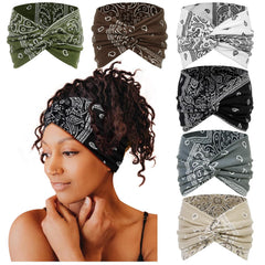 Tobeffect Wide Headbands for Women, 7'' Extra Large Turban Headband Boho Hairband Hair Twisted Knot Accessories, 6 Pack