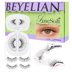 BEYELIAN Magnetic Eyelashes with Applicator Kit, Reusable Natural Look False Lashes, No Glue Needed Soft Magnetic Lashes for Eye MAC-101 (Lightweight & Comfortable)