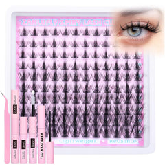 Wispy Lash Clusters Kit Natural Lash Extension Kit DIY Eyelash Extension Kit 10-14MM Individual Lashes Thin Band Eyelash Clusters with Lash Cluster Glue and Tweezers by zanlufly