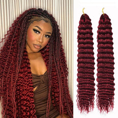 Ocean Wave Crochet Hair 24 Inch 2 Packs Deep Wave Curly Braiding Hair Extensions Synthetic Curly Crochet Hair For Black Women(24inch, 2pack, purple)
