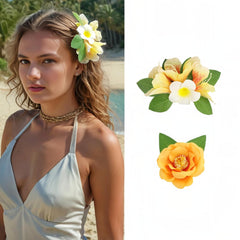 Flower Hair Clips for Women, Pink Orchid Flower Hairpins, Hawaiian Hair Accessories, Tropical Floral Barrettes for Luau Beach Vacations, Bridal Wedding Hair Pieces for Bride Parties