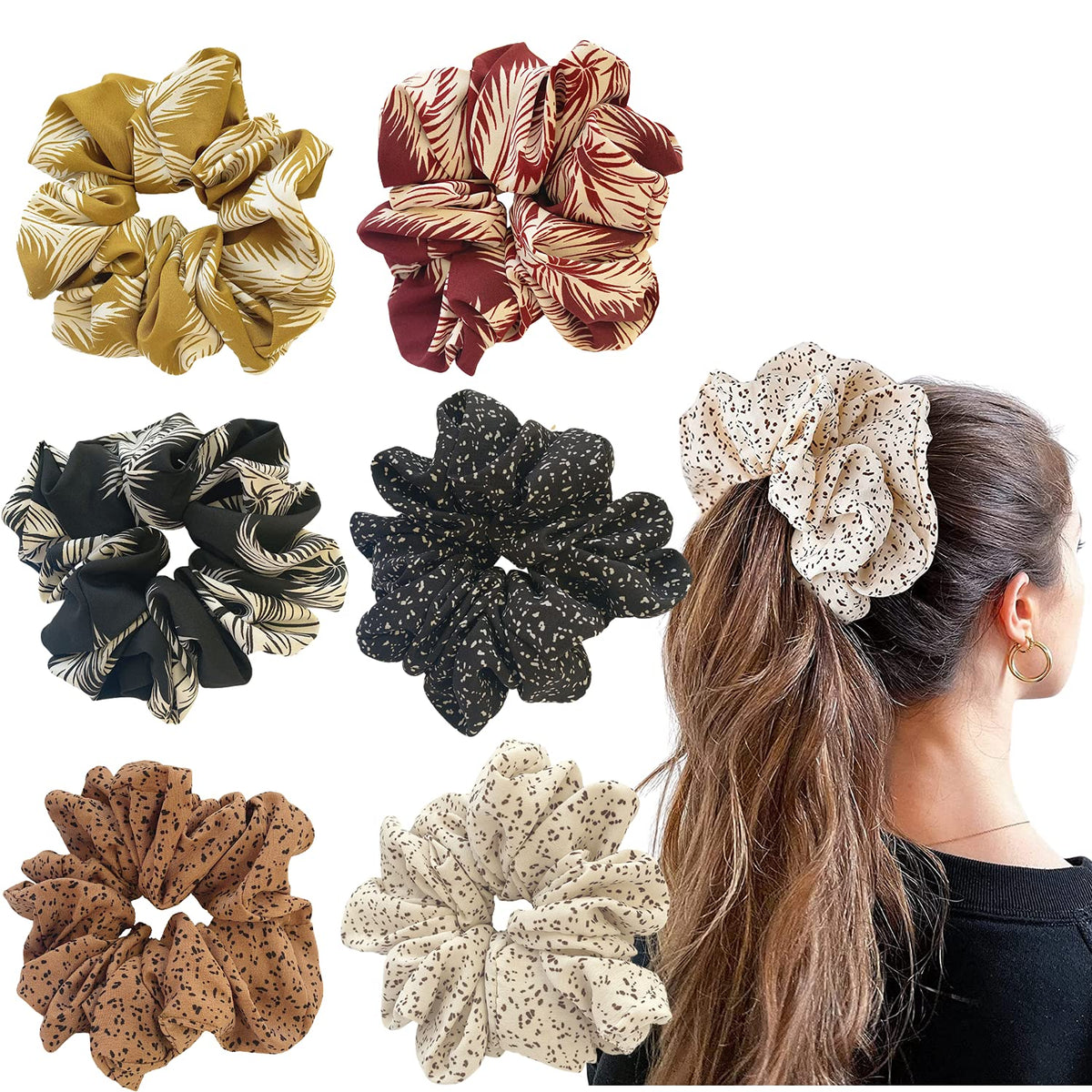 Large Satin Scrunchies Oversized Jumbo Sleeping Giant No Damage Big Silk for Women(A)