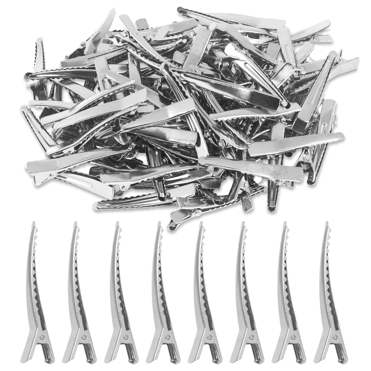Super Z Outlet Silver Alligator Teeth Prongs Clips Holders for Hair Care, Arts & Crafts Projects, Dry Hanging Clothing, Office Paper Document Organization (100 Pieces) (6cm)