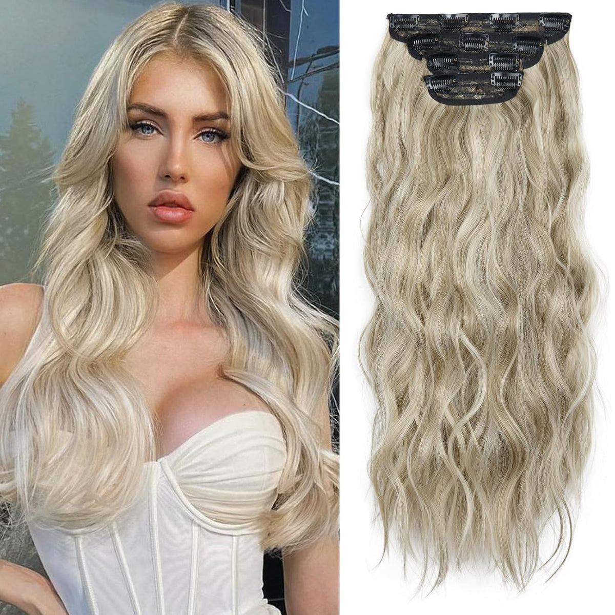 Black Hair Extensions Straight Clip in Hair Extensions Clip ins - Soft and Thick (20 Inches, 4Pcs, #1B)