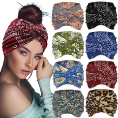 Extra Wide Headbands For Women 7'' Large Headband Twist Head Bands Women's Hair Band Stretchy Turban Styling Accessories 8 Pack