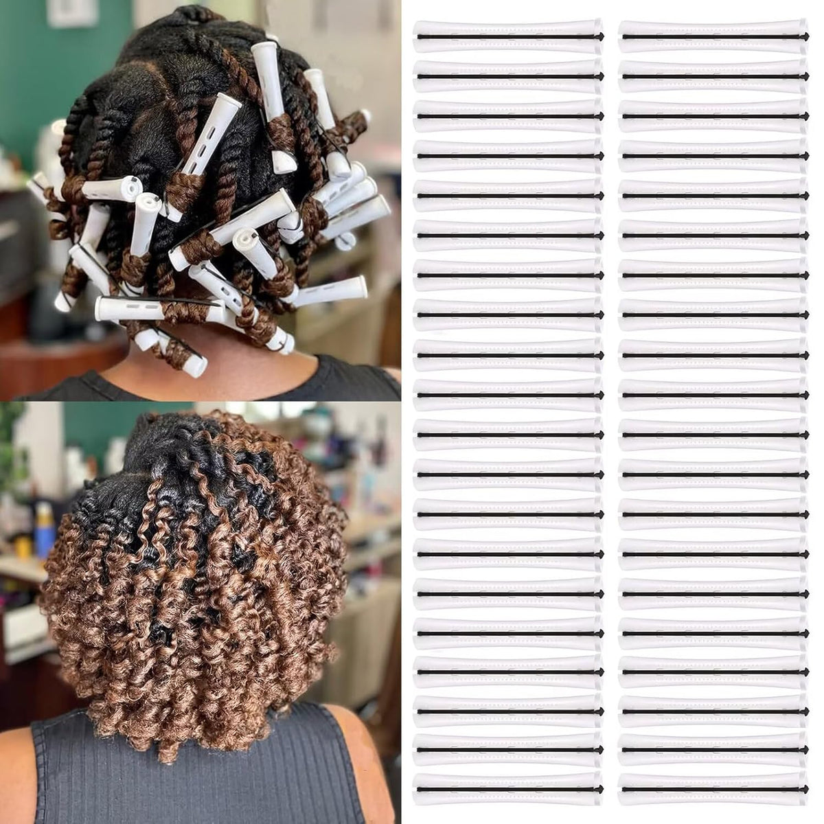 60 Pieces Cold Wave Non-Slip Rods Set - 3 Sizes Plastic Heatless Perming Curlers for Women's Natural, Long, Medium, and Short Hairstyles