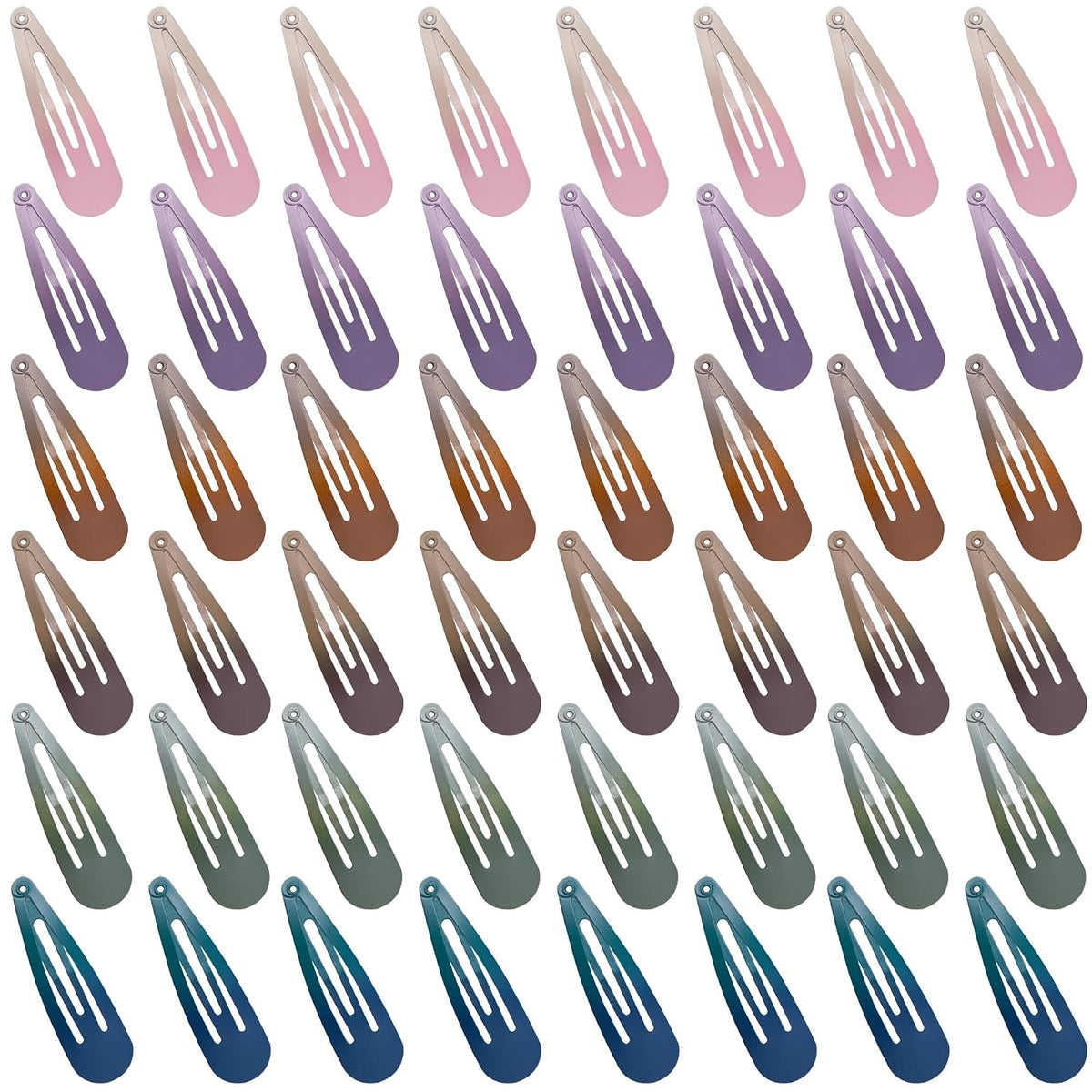 48 PCS Small Metal Barrettes For Women Non Slip Water Drop Snap Clips For Thick Thin Fine Hair Classic Accessories,Pink Purple Brown Blue Green,1.97 x 0.5 In
