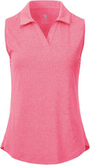 BGOWATU Women's Sleeveless Golf Polo Shirts Collared V Neck Tennis Tank Tops UPF 50+ Quick Dry Lightweight