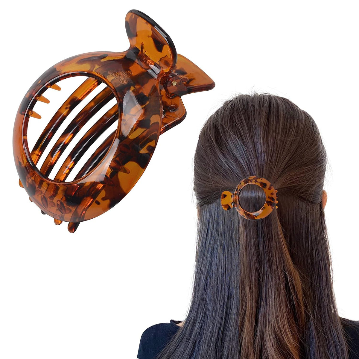 AEGYPIUS Hair Clip for Thin Hair, Small Flat Hair Claw, Light Brown - Premium Resin, Resilient Spring Action, Ideal for Everyday Styling, Women & Girls Size