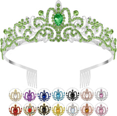 Gold Crown, Crystal Tiaras Rhinestone Headbands for Women Happy Birthday Princess Crown with Combs Elegant Headdress Decorations for Christmas Bridal Wedding Prom Party Costumes Gifts