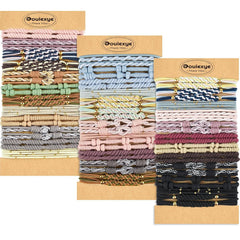 Boho Hair Accessories for Women: 24PCS Hair Tie Bracelets, 6 Styles, 10 Colors, No Damage for Thick Hair