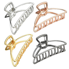 HH&LL Hair Clips, Metal Hair Claw Barrette Clamp Jaw for Women (2, Black+ Silver)