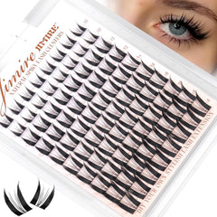 JIMIRE Manga Lash Clusters Kit Wispy Eyelash Clusters 8-14MM Fairy Lash Extension Kit with Lash Bond and Seal Short Cluster Eyelash Extensions with Bottom Lash Clusters