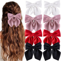 8 Pcs Hair Bows for Women Short Tail Bow Hair Clips Small Alligator Barrettes Cute Accessories for Girls(Khaki/Orange/Pink)