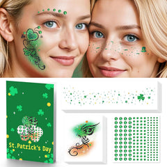EMOME Halloween Decorations, Halloween Glitter Faux Freckles Face Tattoos with Black Orange Purple Face Gems, Halloween Rave Accessories Face Paint Makeup Kit for Women, Kids, Party Supplies