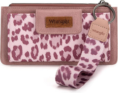 X Wrangler Cow Print Wallet for Women Ladies Female Card Cases & Money Organizers Wristlet with Wallet Large Clutch with Coin Purse Smooth Zipper and Rfid Lining