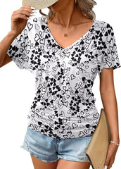 Zeagoo Women's Short Sleeve Shirts V Neck Blouse Ruched Business Casual Basic Tunic Tops S-3XL