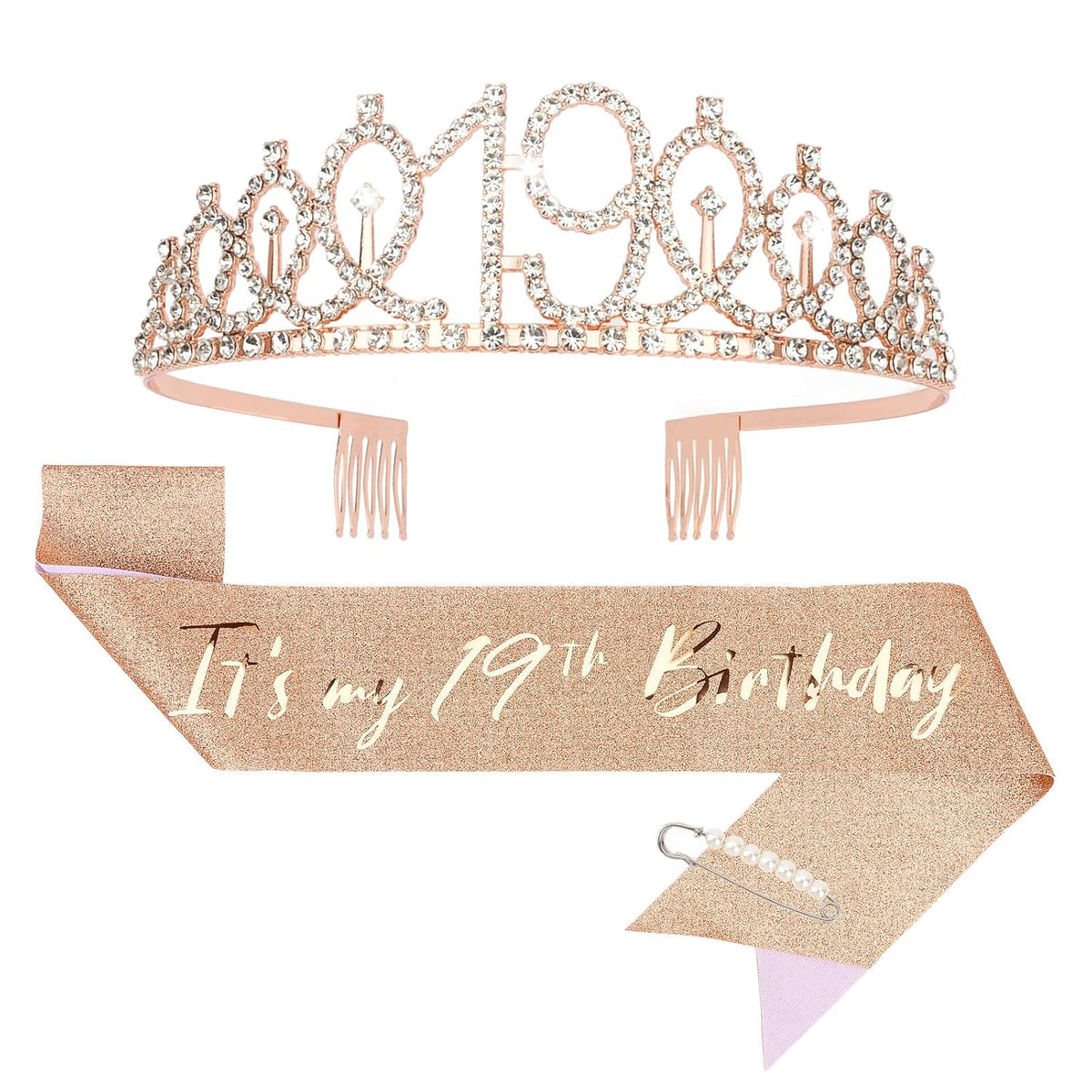 CIEHER 75th Birthday Gift Set - Crown, Sash, Pearl Pin, Decorations and Party Supplies for Women's Fabulous 75th Celebration