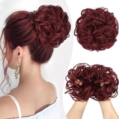HMD Tousled Updo Messy Bun Hair Piece Hair Extension Ponytail With Elastic Rubber Band Updo Extensions Hairpiece Synthetic Hair Extensions Scrunchies Ponytail Hairpieces for Women