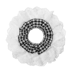 White Scrunchies for Women Large Lace Scrunchies Elastic Hair Ties No Damage Double Layer Hair Bands (white)