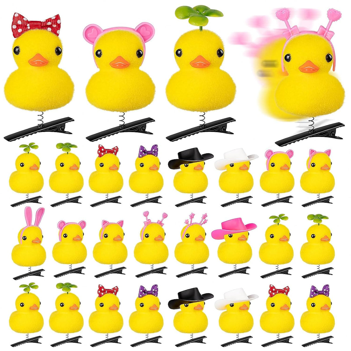 12 Pcs Duck Hair Clips, Cute Festival Rave Sprouts, Yellow Duck Hairpin Accessorie for School Home Party Props