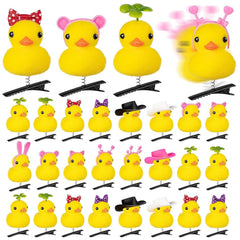 12 Pcs Duck Hair Clips, Cute Festival Rave Sprouts, Yellow Duck Hairpin Accessorie for School Home Party Props