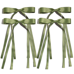 Ayesha Hair Bows Clips Ribbon Bowknot with Long Tail 4pcs White Hair Bows Barrettes Hair Accessories for Women Girls 4pcs (white)