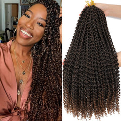 Dansama Passion Twist Hair Water Wave Crochet Hair for Black Women, Long Bohemian Braiding Hair for Boho Locs, Faux Locs, Butterfly Style Crochet Braids Hair Extensions (18inch, 1B, Economy Pack)