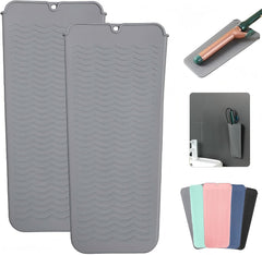 Large Silicone Heat Resistant Mat, Hot Tools Straightener Mat, Professional Heat Mat for Curling Iron, Flat Iron and Hair Styling Tools, Heat Resistant Mats for Countertop Vanity Mat Organizer (Black)