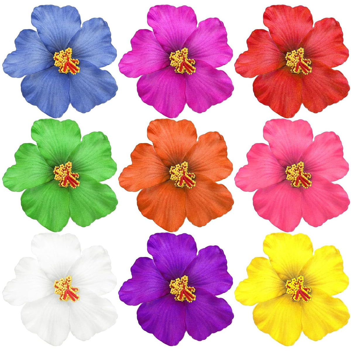 9 PCS Hawaiian Plumeria Flower Hair Clips, Hibiscus Hair Clip Beach Hair Clips Artificial Flower Clips for Vacation Beach Party Hair Accessories for Women Girls (Style 1)
