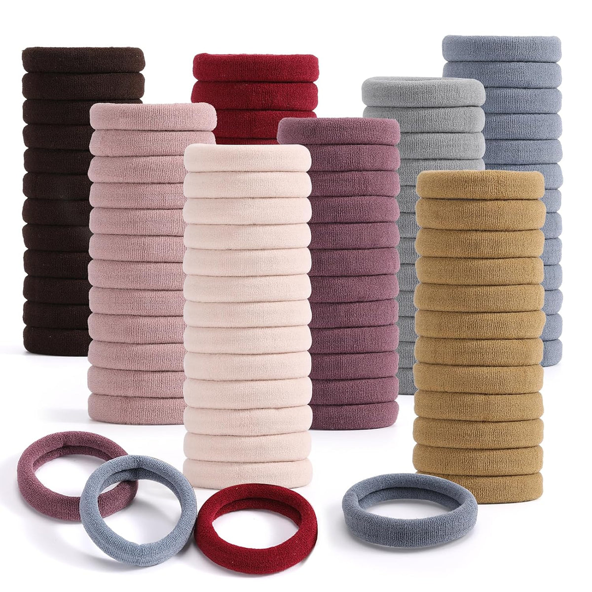 100PCS Black Hair Ties for Women, No Crease No Damage, Seamless Cotton Bands for Thick Thin Hair, Soft Ponytail Holders, Accessories for Girls