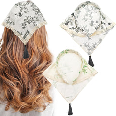 2 PACK Hair Scarf Headband for Women, Lace Hair Bandana, Non-Slip Hair Soft Head Coverings Boho Triangle Bandana Turban for Hair Styling