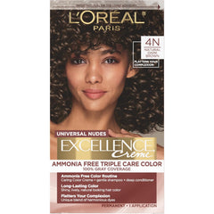 L’Oreal Paris Excellence Universal Nudes Permanent Hair Color, Ammonia Free Hair Dye for Gray Hair Coverage, 6N Natural Light Brown, 1 Hair Dye Kit