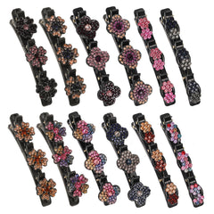 12PCS Sparkling Crystal Stone Braided Hair Clips, Easily Braided Hair Clips Hair Bands for Women and Girls, Shiny Flower Rhinestone Hair Clip, Braided Duckbill Hair Clip With Crystal Hair Accessories