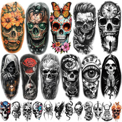 77 Sheets Temporary Tattoos, 17 Sheets Half Arm Space Planet Astronaut Jellyfish Cat Tiger Fake Tattoos for Adults Chest Shoulder, 60 Sheets Tiny Temporary Tattoos Realistic for Men Women Boys & Girls