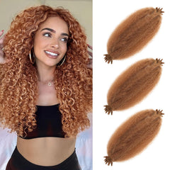 Springy Afro Twist Hair 8 Packs Marley Twist Braiding Hair 16 Inch Pre-Fluffed Spring Twist Hair For Soft Locs Afro Twist Hair For Women(1B#）