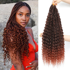 24Inch 7Packs Deep Wave Curly Crochet Hair Brown Ocean Wave Hair Pre Looped Goddess Box Braids Crochet Hair Water Wave Synthetic Hair for Black Women（#4，7Packs）